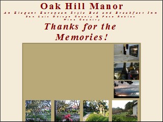 Web site www.oakhillmanorbandb.com, Oak Hill Manor