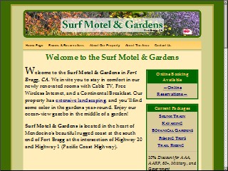 Web site www.surfmotelfortbragg.com, Surf Motel