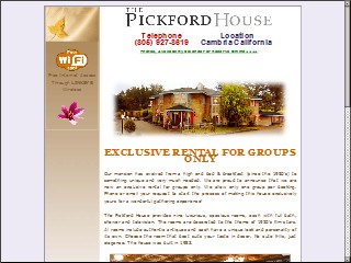 Web site www.thepickfordhouse.com, Pickford House Bed & Breakfast